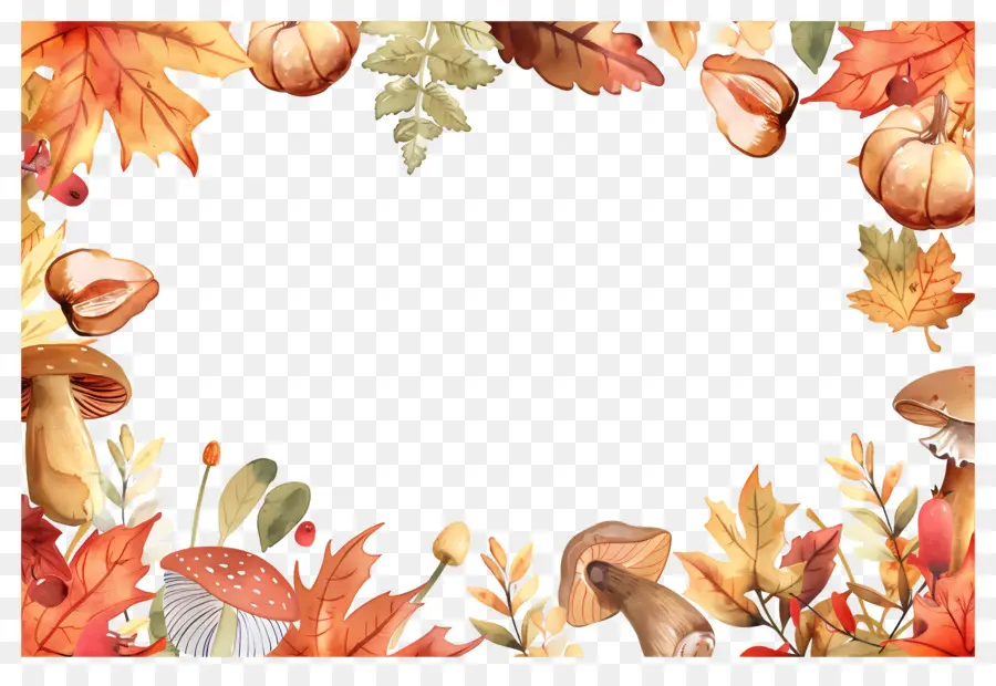 Fondo De Otoño，Setas Y Bellotas PNG