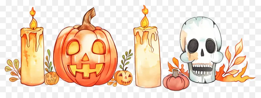 Decoración De Halloween，Calabaza Y Calavera PNG