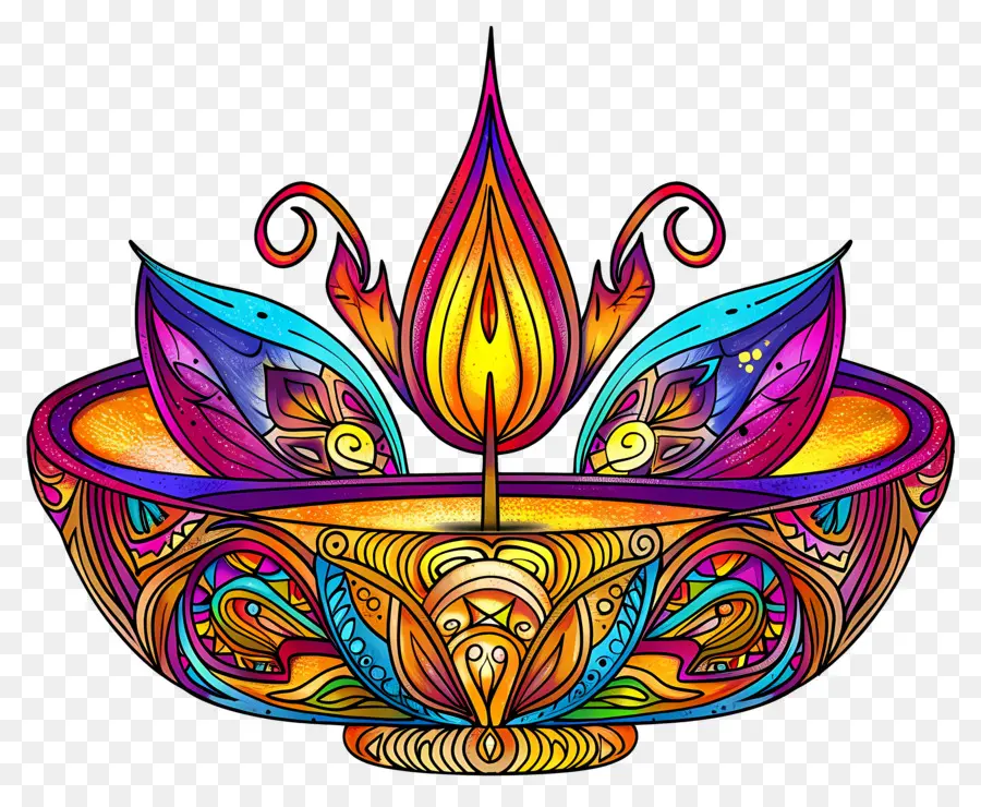 Diwali Diya，Diya Colorida PNG