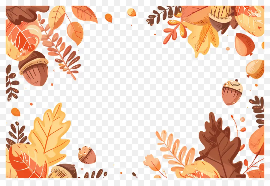 Fondo De Otoño，Setas Y Bellotas PNG