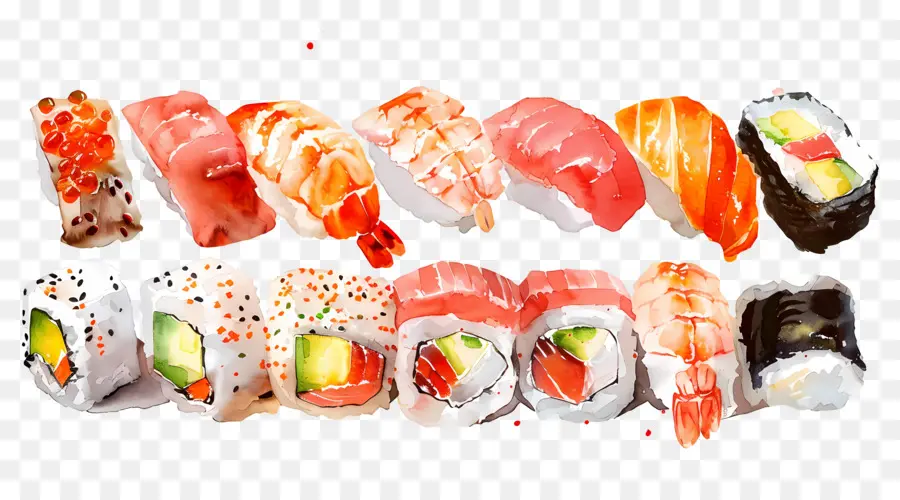 Sushi Acuarela，Sushi PNG