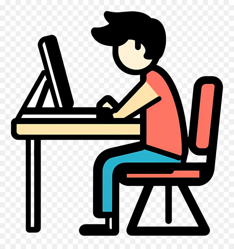 Estudiante De Informática，Persona En La Computadora PNG