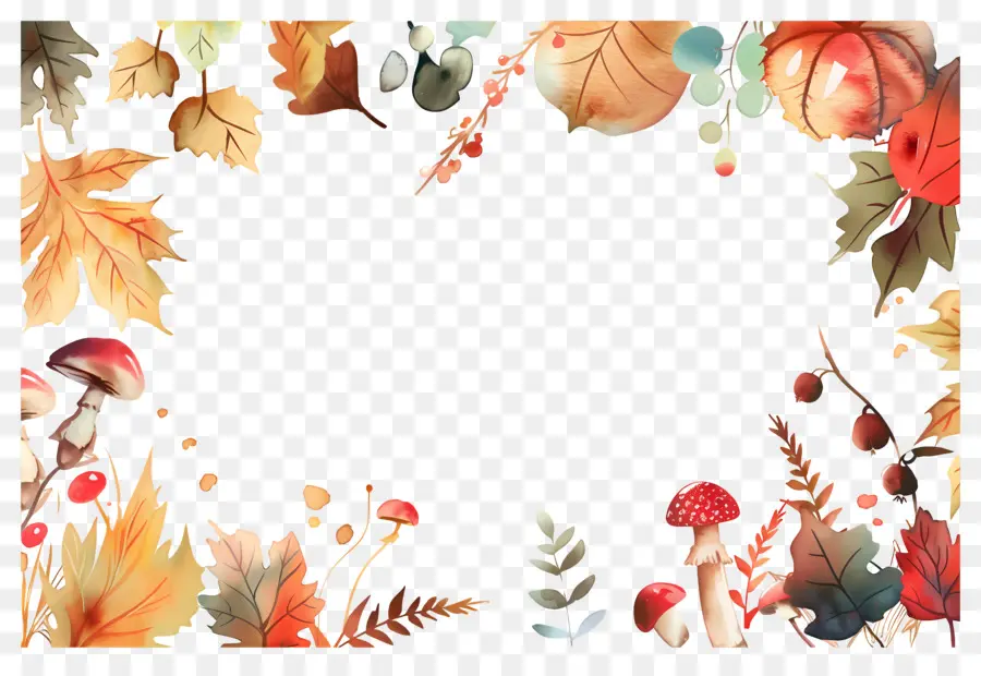 Fondo De Otoño，Setas Y Bellotas PNG