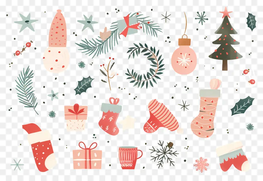 Fondo De Navidad，Decoraciones Navideñas PNG