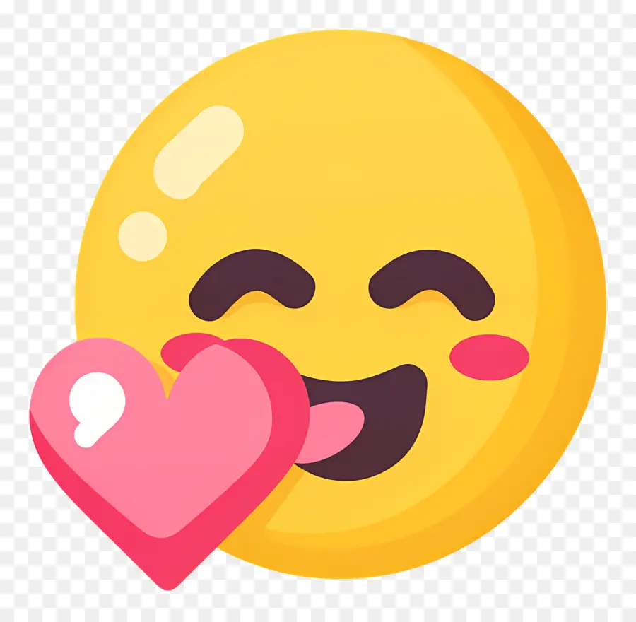 Beso Sonriente，Emoji Sonrojado Con Corazón PNG