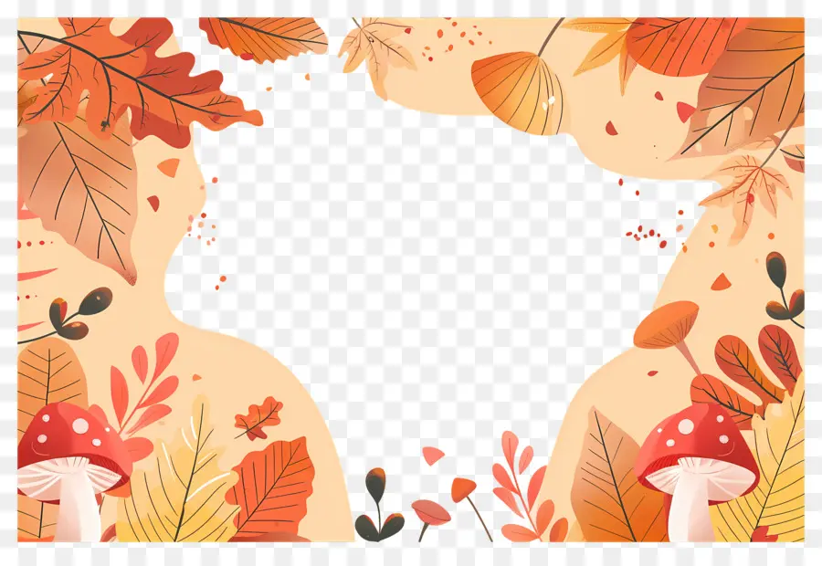 Fondo De Otoño，Setas Y Bellotas PNG