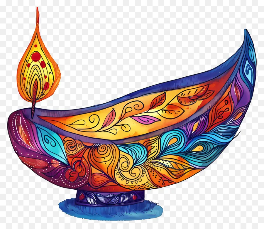 Flor De Diwali，Diya Colorida PNG