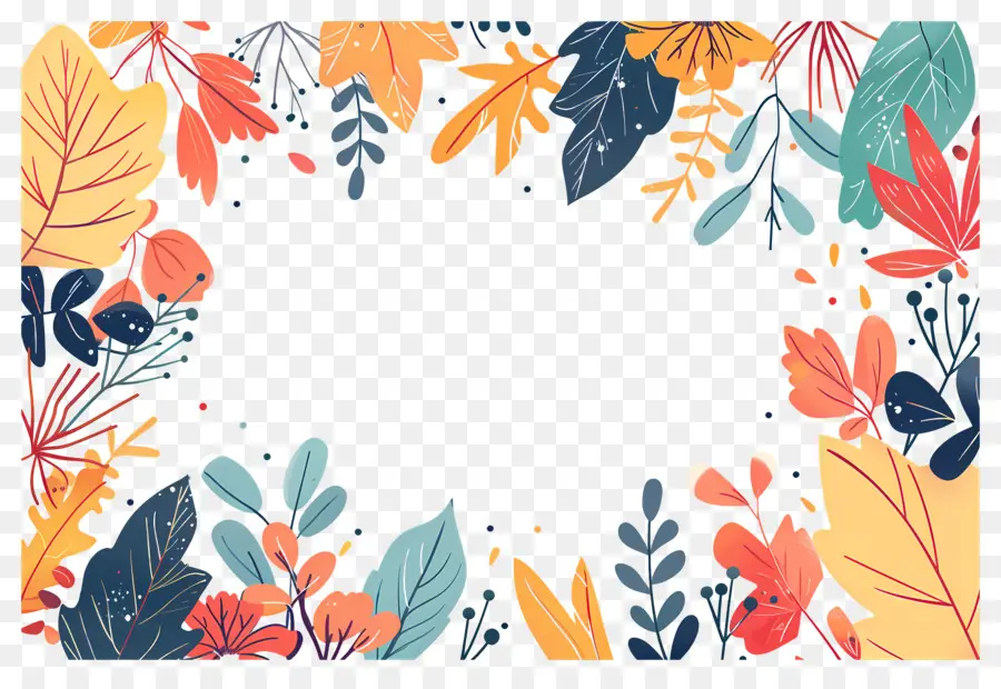 Fondo De Otoño，Hojas Coloridas Y Bellotas PNG