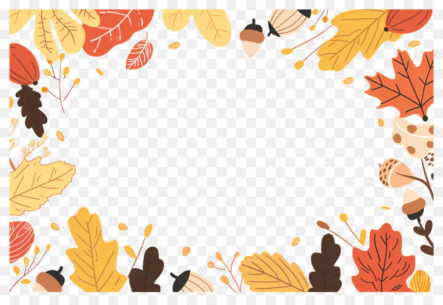 Fondo De Otoño，Hojas De Otoño Y Bellotas PNG