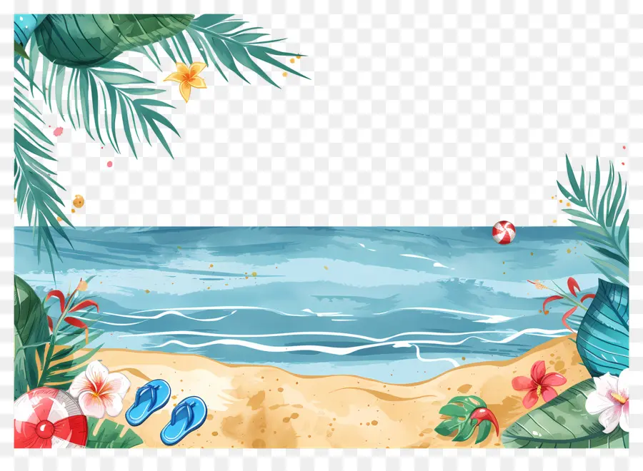 Fondo De Verano，Escena De Playa PNG