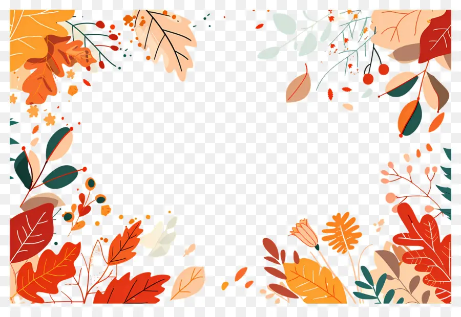 Fondo De Otoño，Hojas Coloridas Y Bellotas PNG