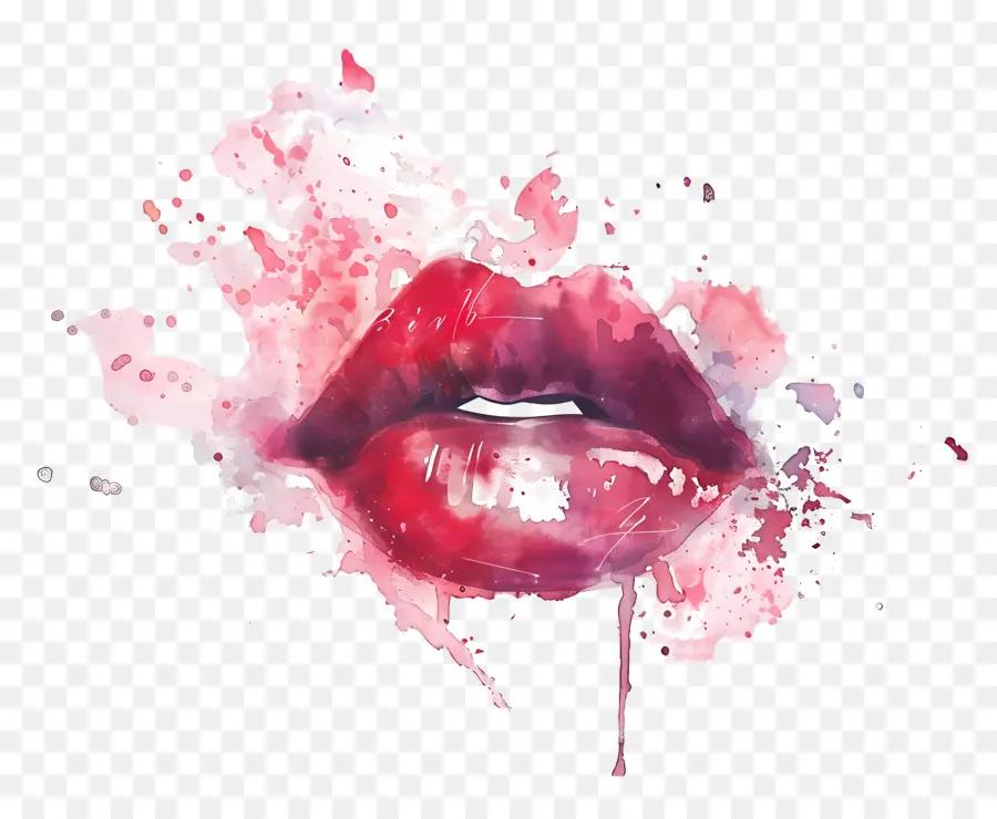 Marca De Beso，Labios De Acuarela PNG