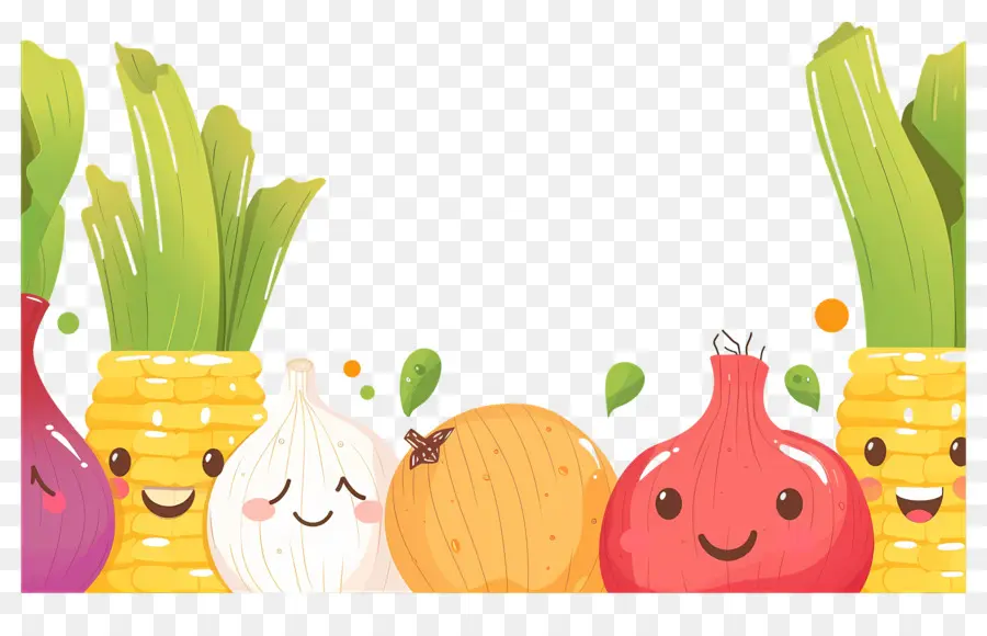 Fondo De Comida，Verduras Sonrientes PNG