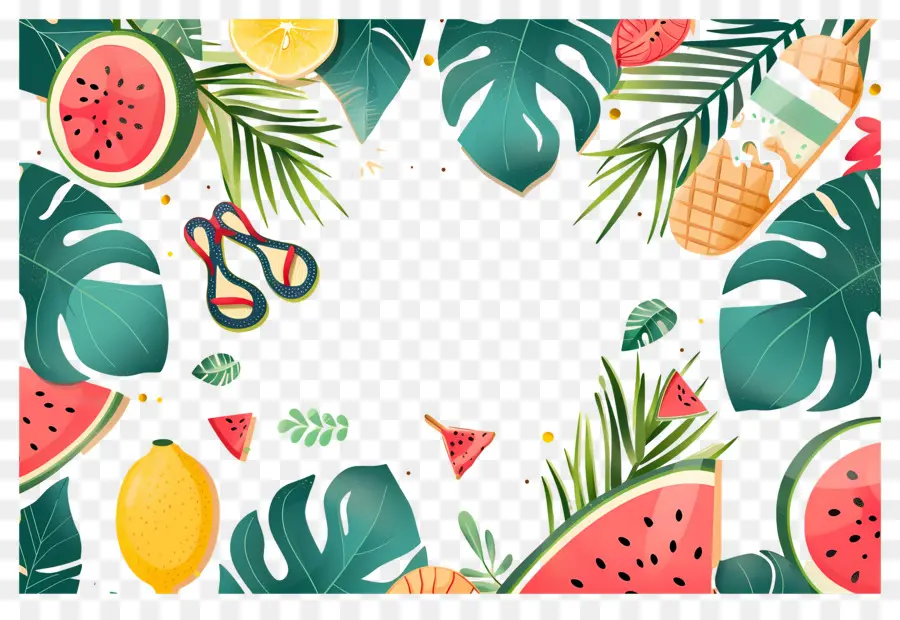 Fondo De Verano，Marco Tropical PNG