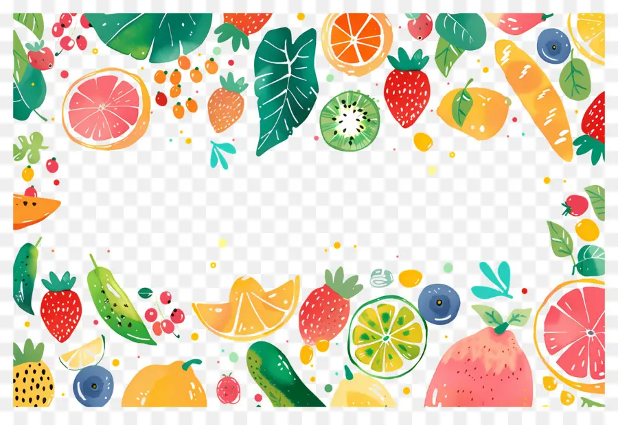 Fondo De Comida，Marco De Frutas PNG