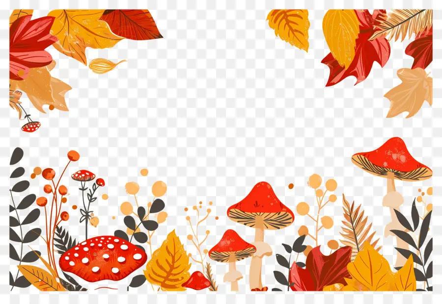 Fondo De Otoño，Setas Y Bellotas PNG