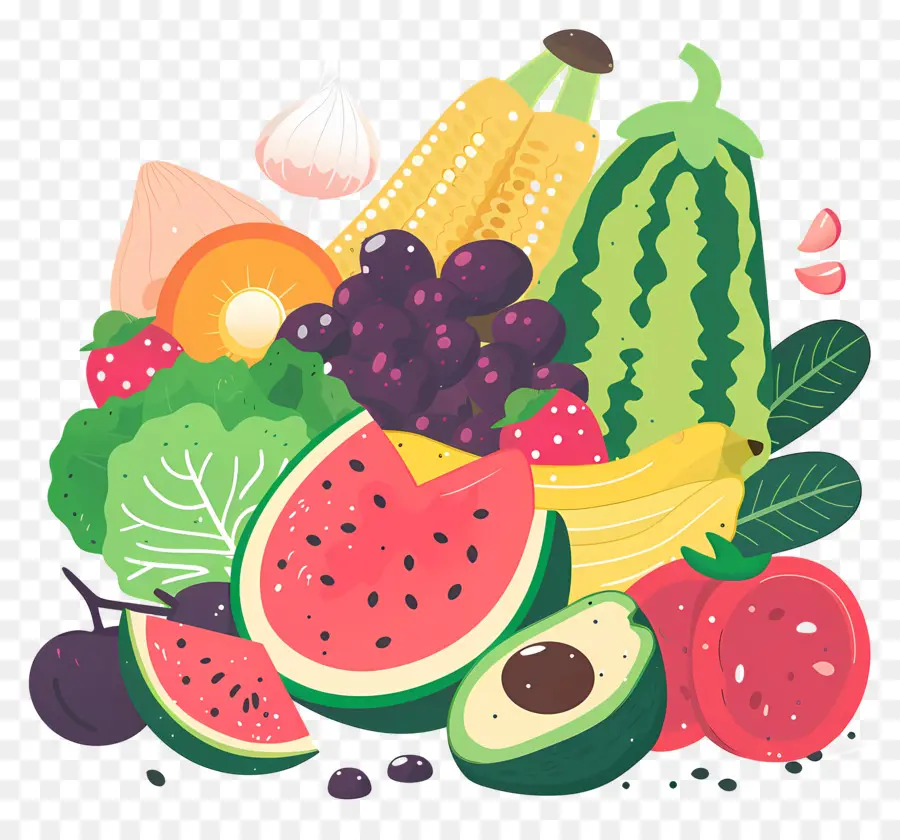 Fondo De Comida，Frutas Y Verduras PNG