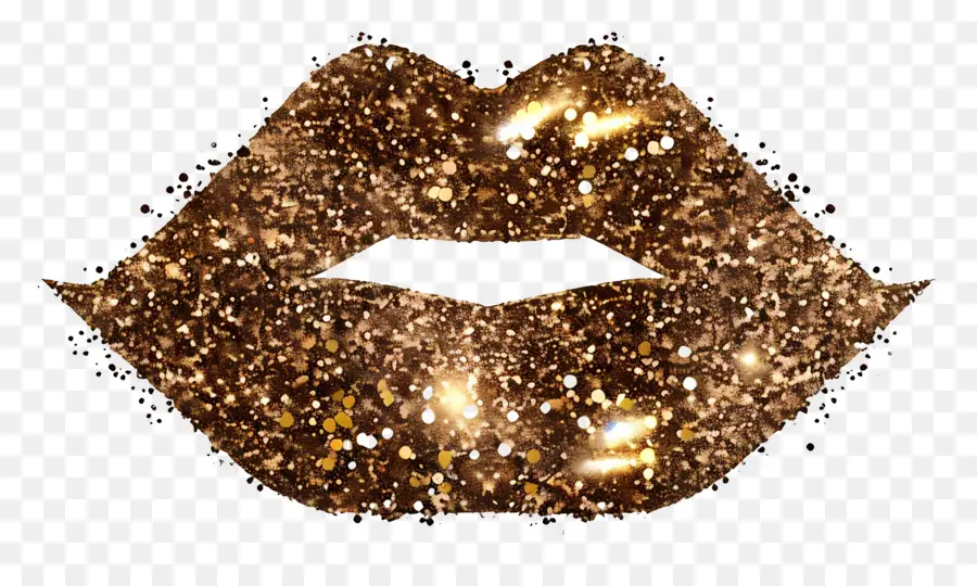 Beso Brillante，Labios Dorados PNG