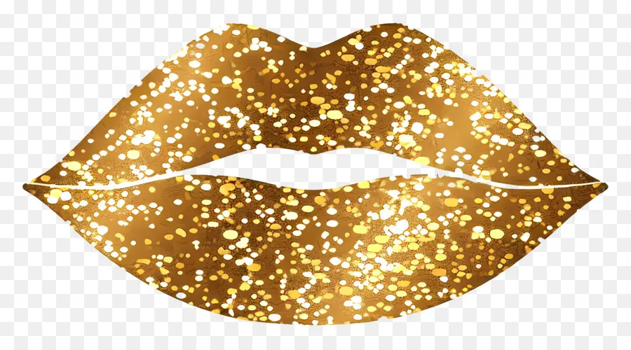 Beso Brillante，Labios Dorados PNG