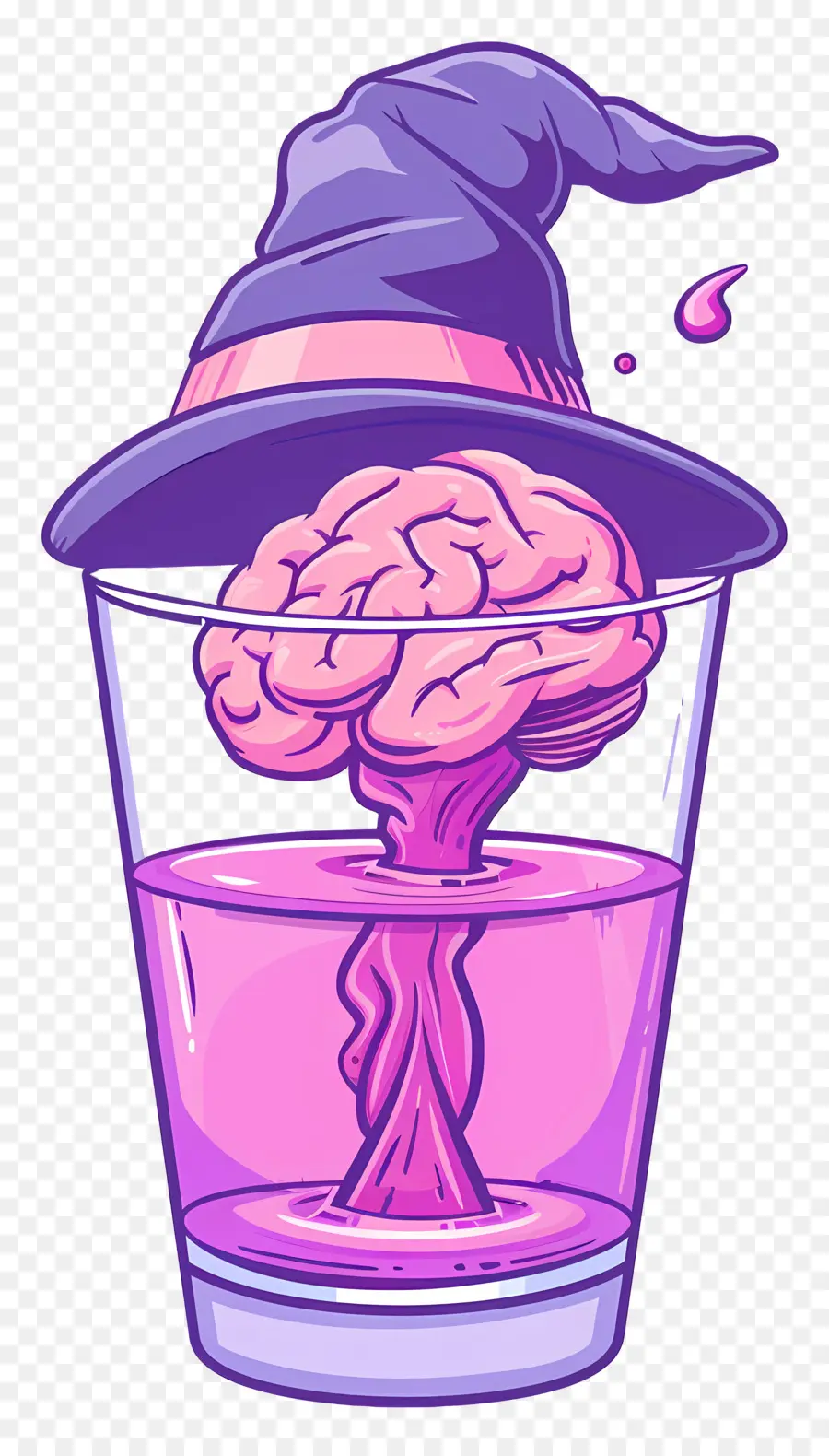 Cóctel De Halloween，Cerebro En Vidrio Con Sombrero De Bruja PNG