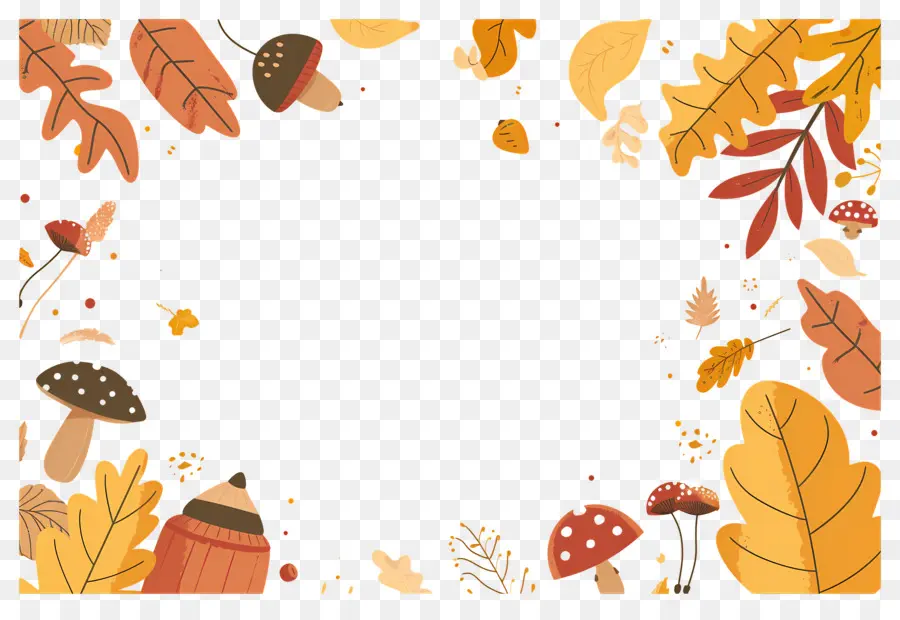 Fondo De Otoño，Setas Y Bellotas PNG