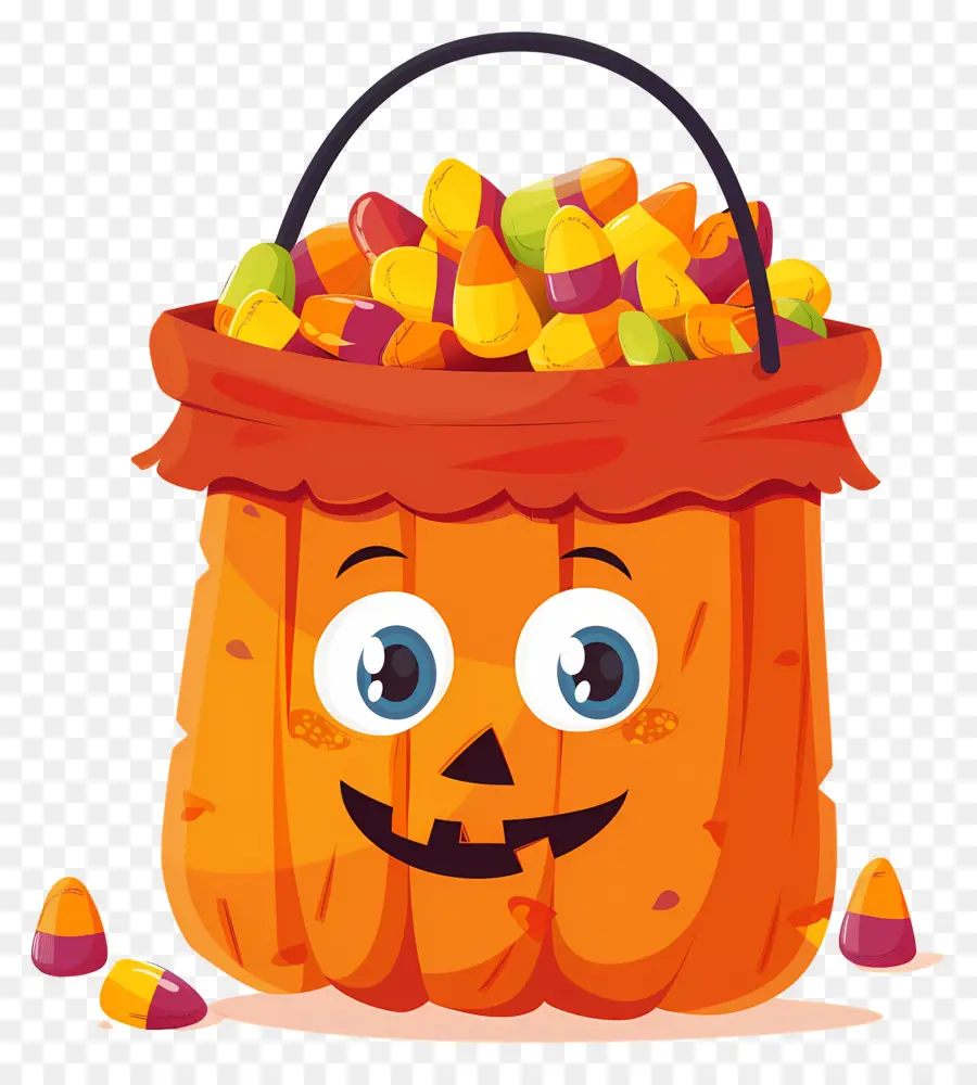 Cesta De Halloween，Cubo De Maíz Dulce PNG