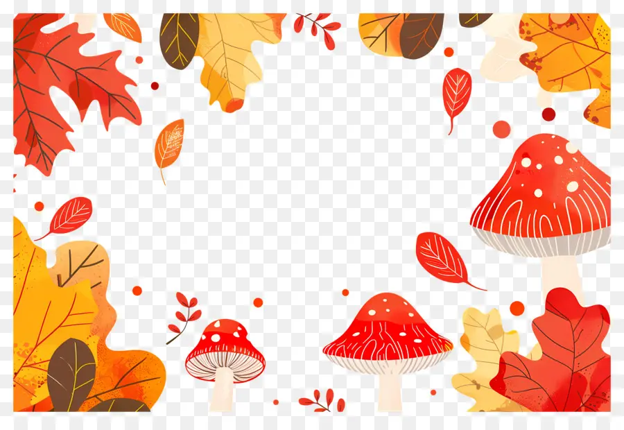 Fondo De Otoño，Setas Y Bellotas PNG