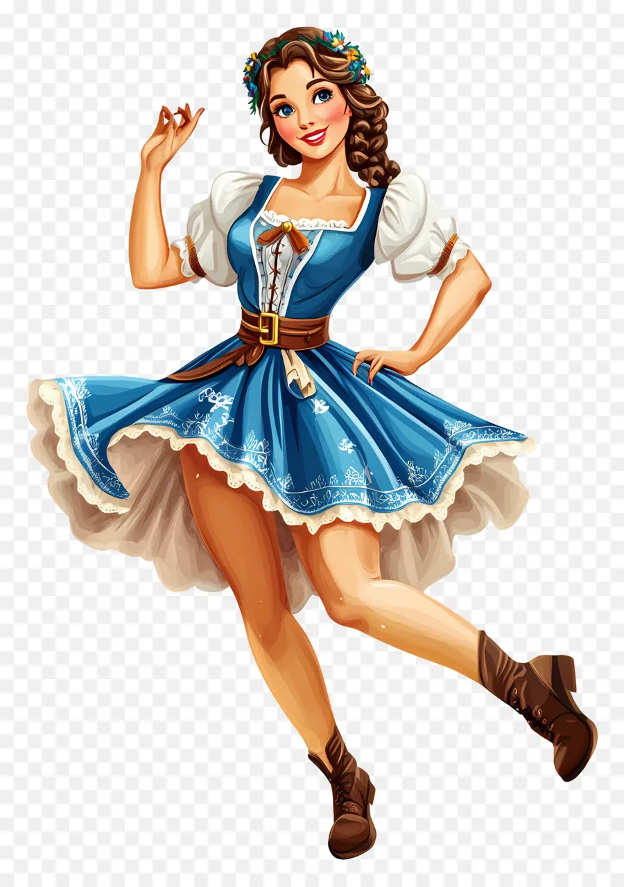 Bailarina Del Oktoberfest，Mujer En Traje Tradicional PNG