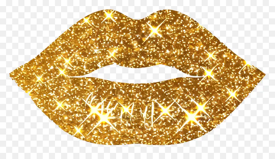 Beso Brillante，Labios Dorados PNG