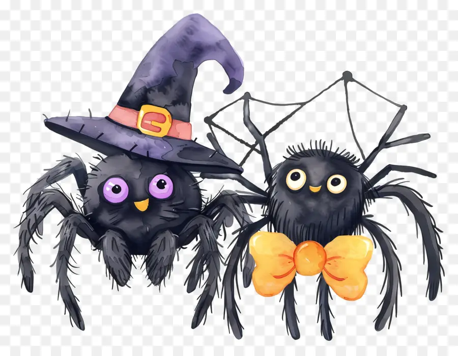 Arañas De Halloween，Arañas Con Sombrero PNG