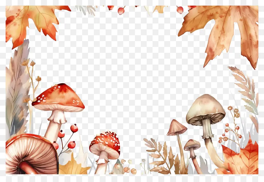 Fondo De Otoño，Hongos PNG