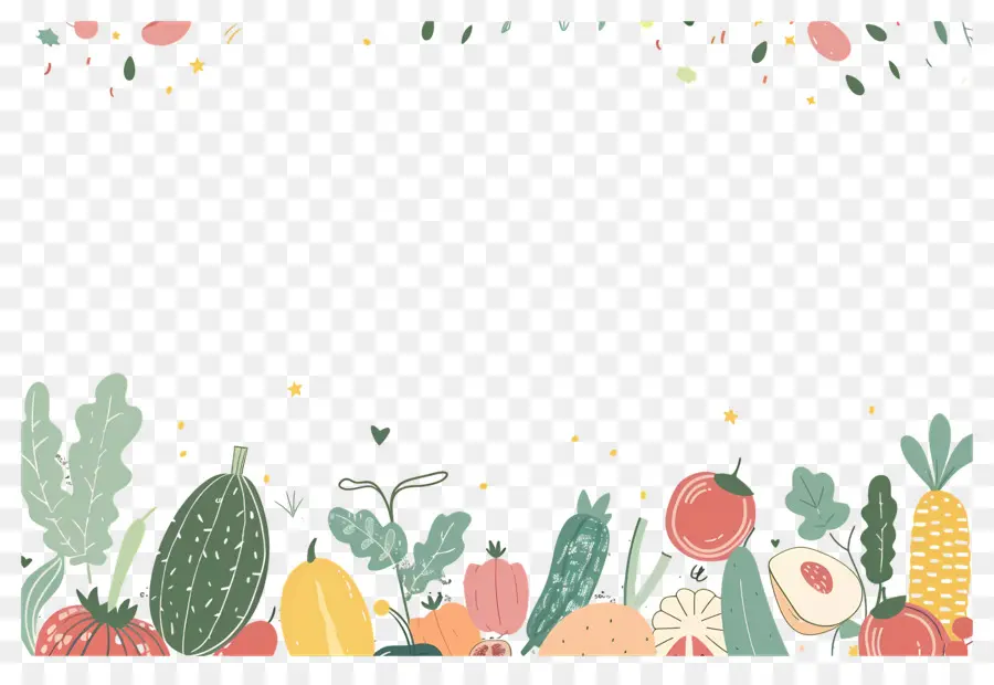 Fondo De Comida，Verduras Sonrientes PNG