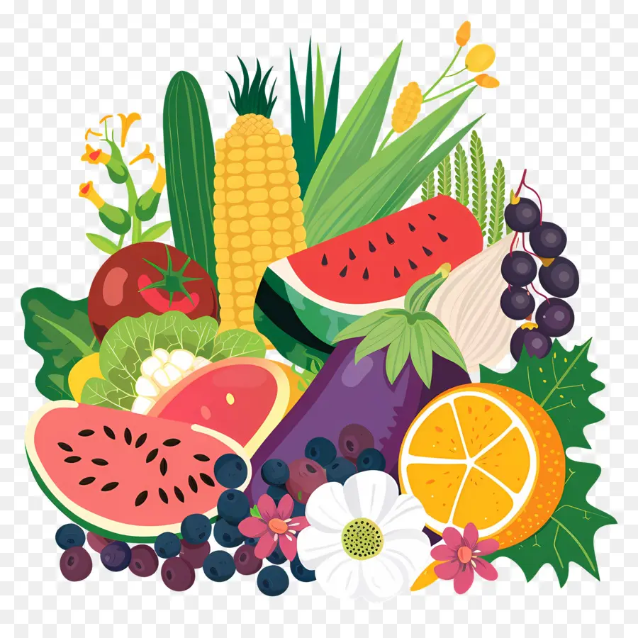 Fondo De Comida，Frutas Y Verduras PNG