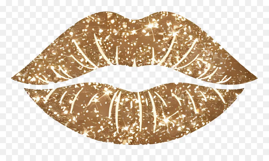 Beso Brillante，Labios Dorados PNG