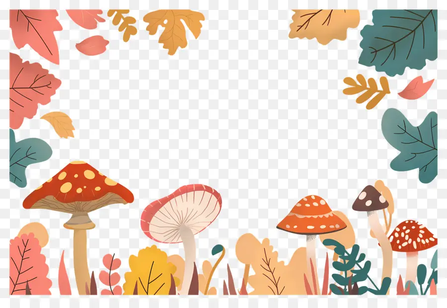 Fondo De Otoño，Setas Y Bellotas PNG