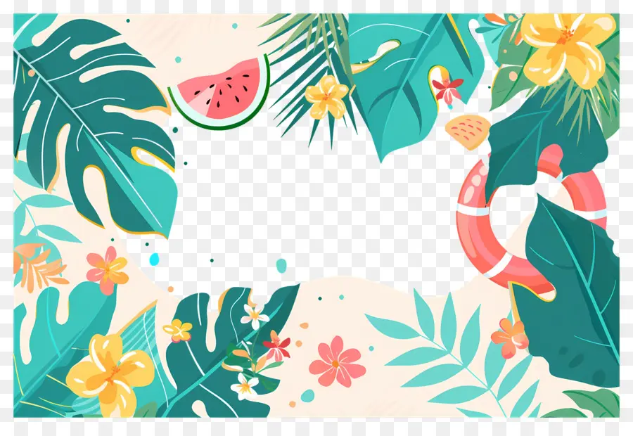 Fondo De Verano，Marco Tropical PNG