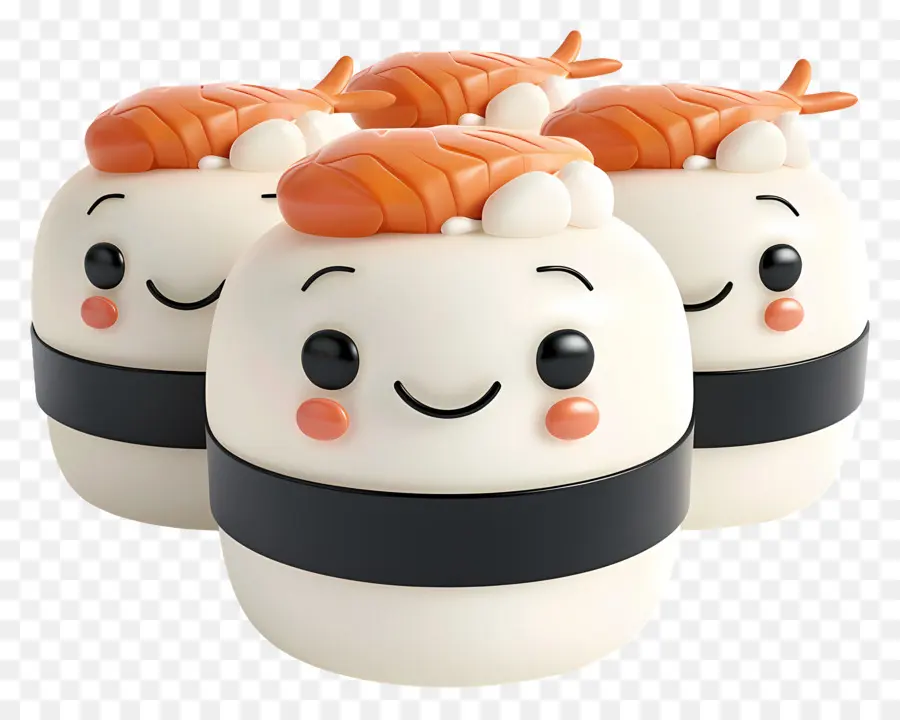 Sushi De Dibujos Animados，Rollos De Sushi Felices PNG