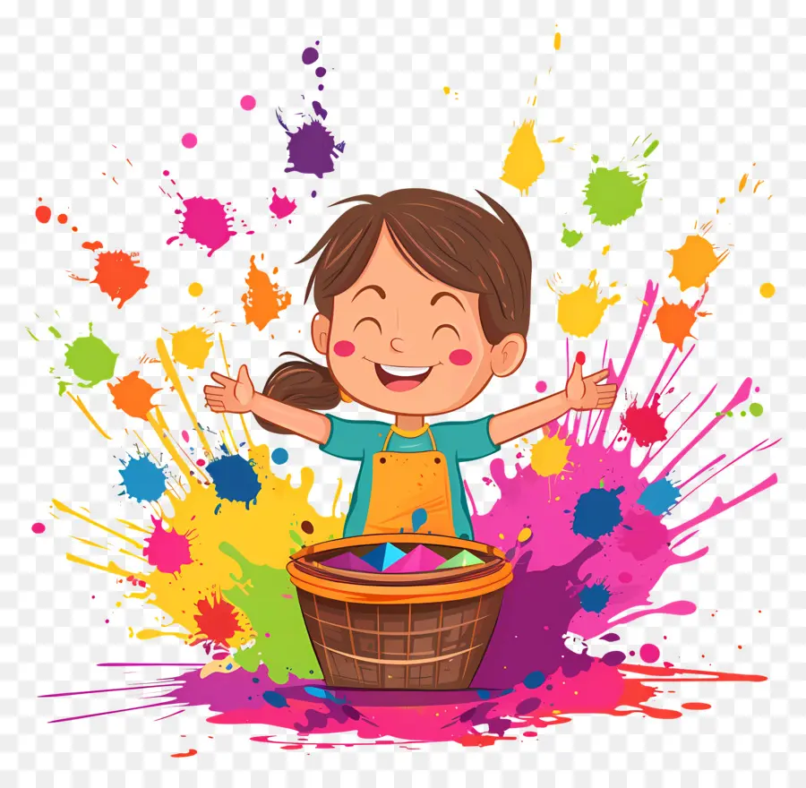 Fondo Holi，Chica Con Colores PNG