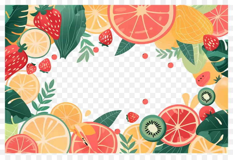 Fondo De Comida，Marco De Frutas PNG