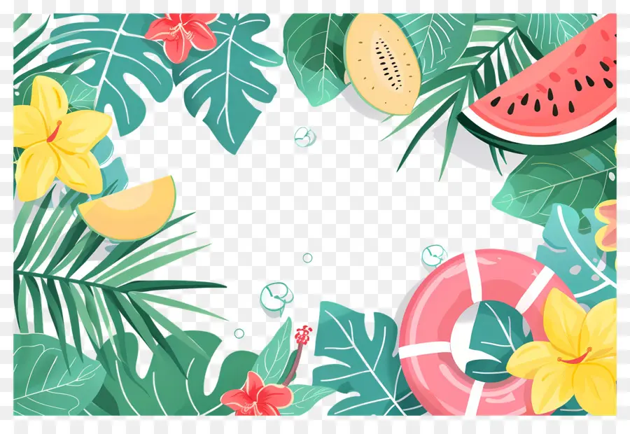 Fondo De Verano，Marco Tropical PNG