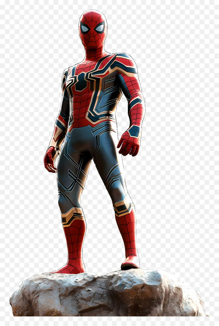 Hombre Araña De Pie，Spider Man Sobre Roca PNG