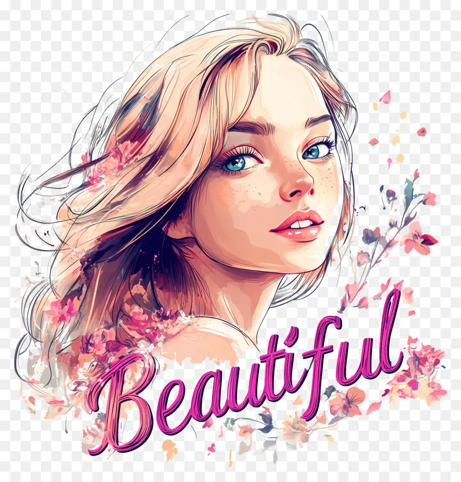 Hermosa Chica，Mujer Rubia Con Flores PNG