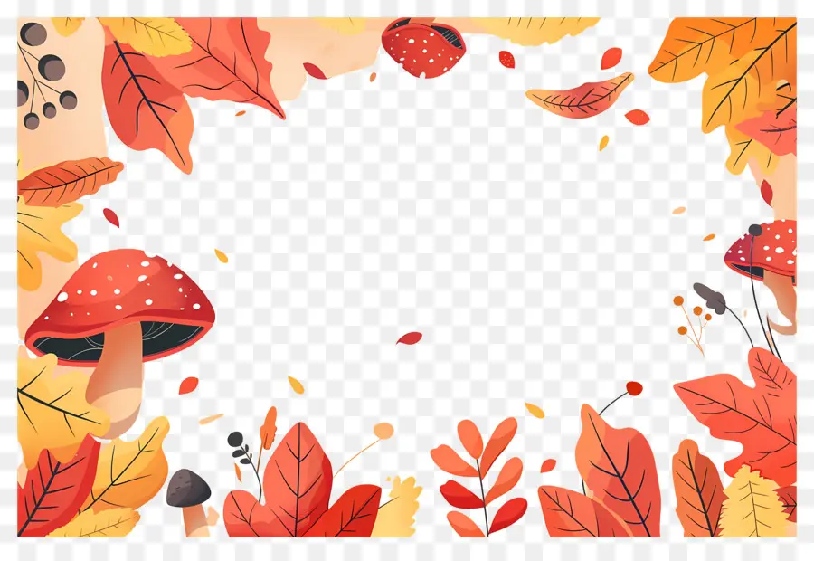 Fondo De Otoño，Setas Y Bellotas PNG