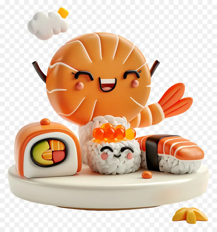 Sushi De Dibujos Animados，Plato De Sushi PNG