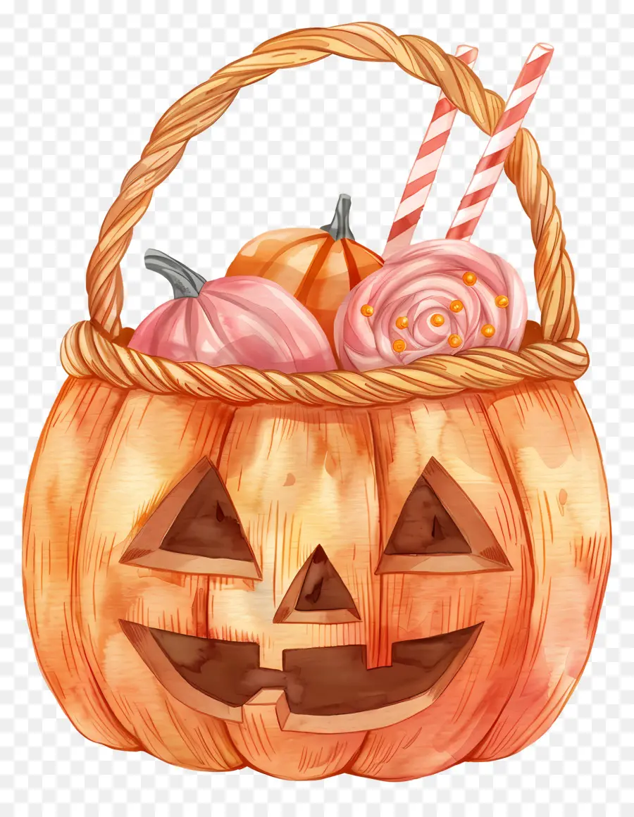 Cesta De Halloween，Cesta De Calabaza PNG