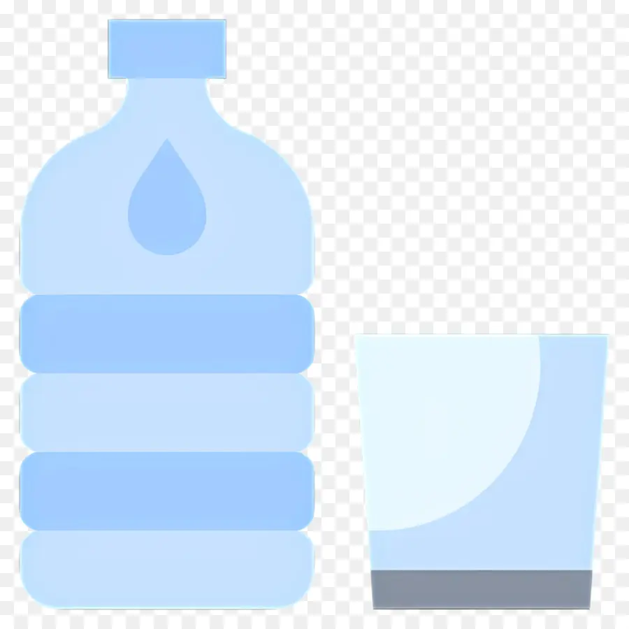 Agua Mineral，Botella De Agua Y Vaso PNG