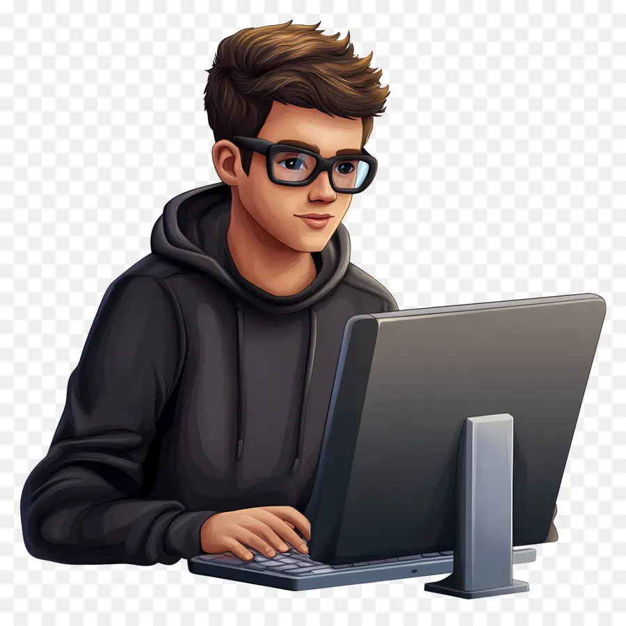 Estudiante De Informática，Persona Con Computadora PNG