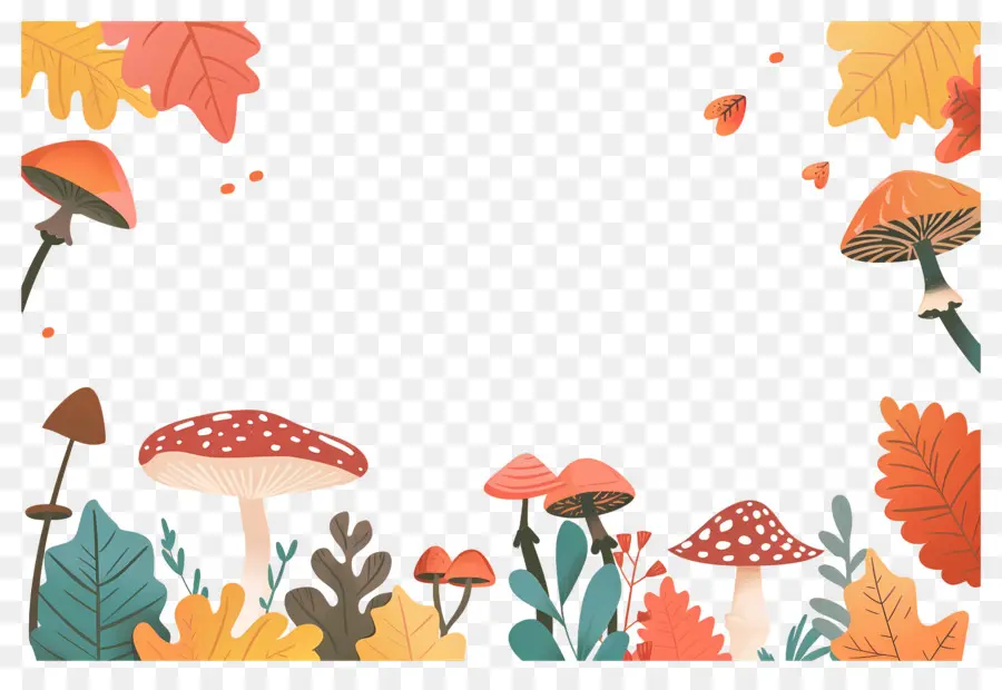 Fondo De Otoño，Setas Y Bellotas PNG