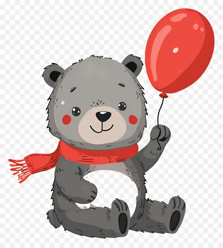 Lindo Oso，Oso Con Globo Rojo PNG