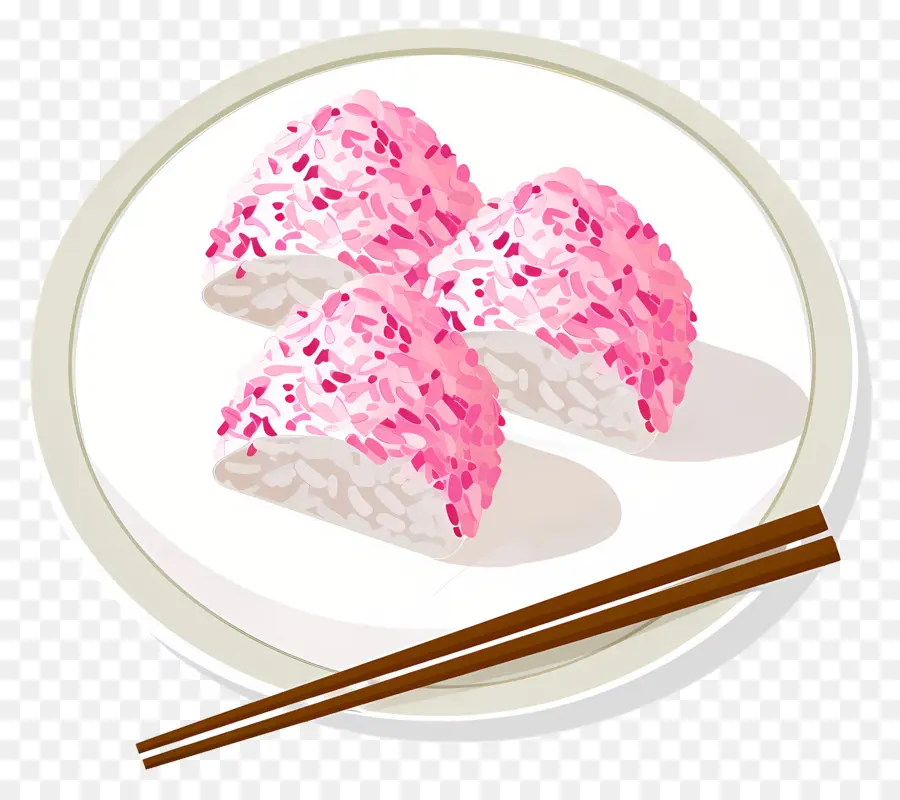 Onigiri Umeboshi，Bolas De Arroz Rosa PNG